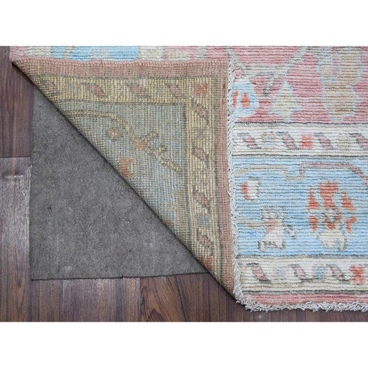 Oushak And Peshawar Wool Hand Knotted Rug Pink Blue 6.0X8.10 -O088805