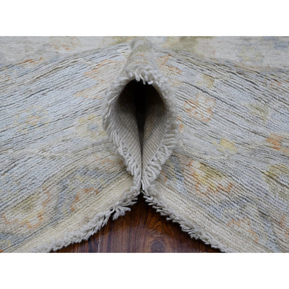Oushak And Peshawar Wool Hand Knotted Rug Grey Gray 7.11X10.2 -O088809