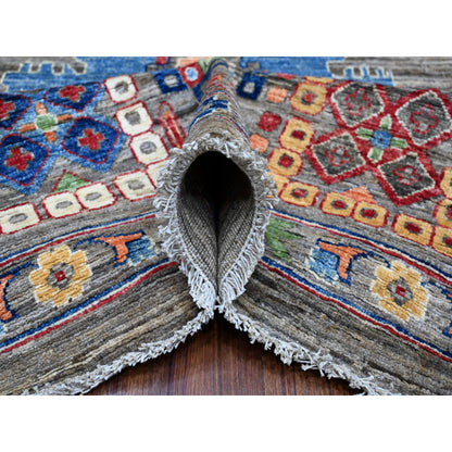 Oushak And Peshawar Wool Hand Knotted Rug Grey Gray 9.11X14.0 -O088813