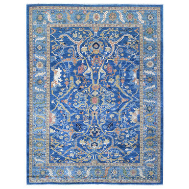 Oushak And Peshawar Wool Hand Knotted Rug Blue Blue 10.3X13.5 -O088814