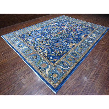 Oushak And Peshawar Wool Hand Knotted Rug Blue Blue 10.3X13.5 -O088814
