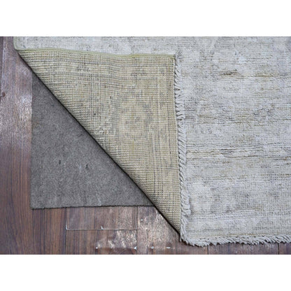 Oushak And Peshawar Wool Hand Knotted Rug Grey Gray 2.9X11.9 -O088817