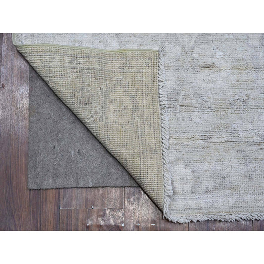 Oushak And Peshawar Wool Hand Knotted Rug Grey Gray 2.9X11.9 -O088817