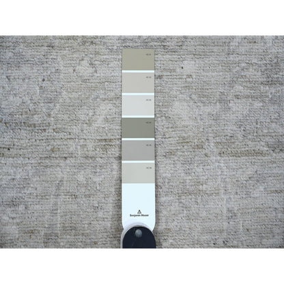 Oushak And Peshawar Wool Hand Knotted Rug Grey Gray 2.9X11.9 -O088817