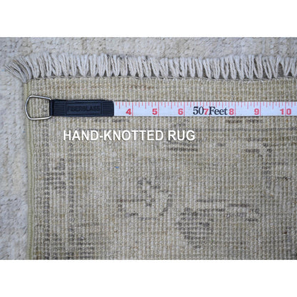 Oushak And Peshawar Wool Hand Knotted Rug Grey Gray 2.9X11.9 -O088817