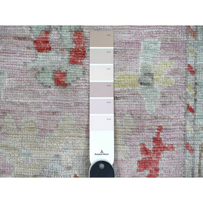 Oushak And Peshawar Wool Hand Knotted Rug Pink Blue 2.10X11.6 -O088821