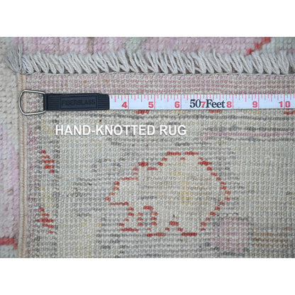 Oushak And Peshawar Wool Hand Knotted Rug Pink Blue 2.10X11.6 -O088821