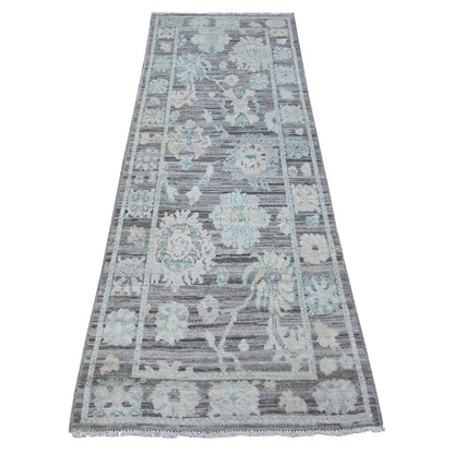 Oushak And Peshawar Wool Hand Knotted Rug Grey Gray 2.9X7.11 -O088823