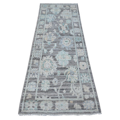 Oushak And Peshawar Wool Hand Knotted Rug Grey Gray 2.9X7.11 -O088823