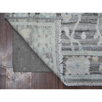 Oushak And Peshawar Wool Hand Knotted Rug Grey Gray 2.9X7.11 -O088823