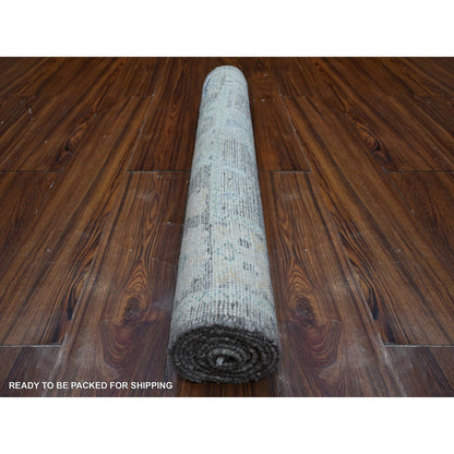 Oushak And Peshawar Wool Hand Knotted Rug Grey Gray 2.9X7.11 -O088823