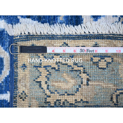 Oushak And Peshawar Wool Hand Knotted Rug Grey Blue 2.10X7.8 -O088829