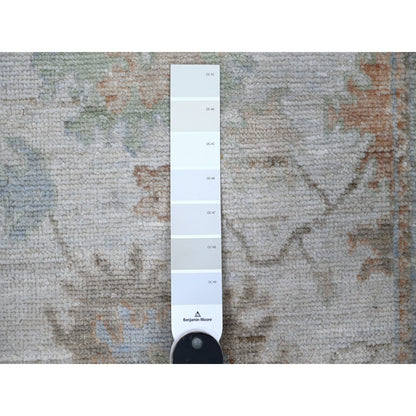 Oushak And Peshawar Wool Hand Knotted Rug Grey Green 2.8X15.4 -O088834