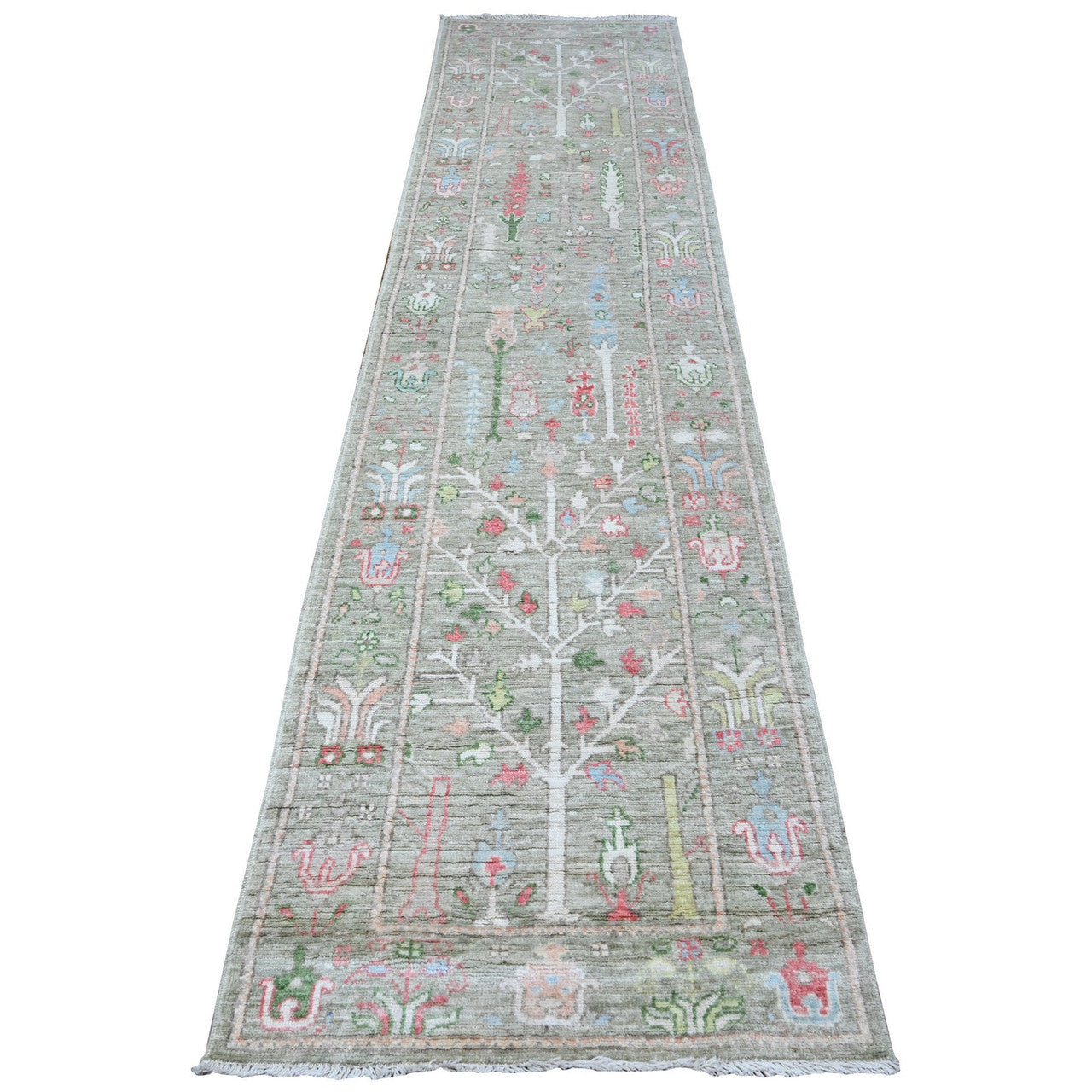 Green 2'9" x 11'10" Oushak And Peshawar Hand knotted Wool Rug - Sku: O088835