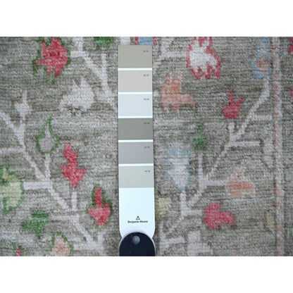 Oushak And Peshawar Wool Hand Knotted Rug Green Green 2.9X11.10 -O088835