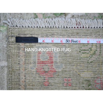 Oushak And Peshawar Wool Hand Knotted Rug Green Green 2.9X11.10 -O088835