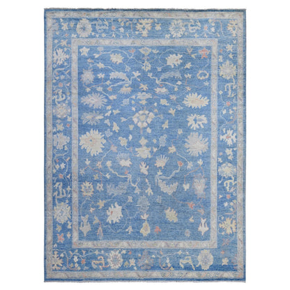 Oushak And Peshawar Wool Hand Knotted Rug Blue Blue 9.0X12.2 -O088836