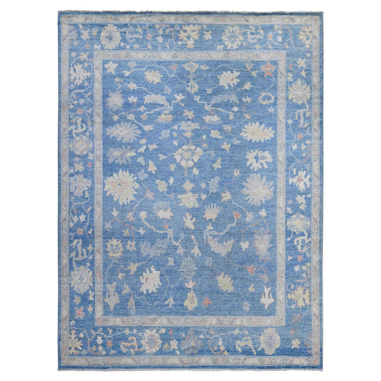 Oushak And Peshawar Wool Hand Knotted Rug Blue Blue 9.0X12.2 -O088836
