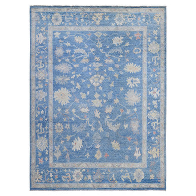 Oushak And Peshawar Wool Hand Knotted Rug Blue Blue 9.0X12.2 -O088836