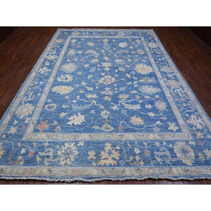 Oushak And Peshawar Wool Hand Knotted Rug Blue Blue 9.0X12.2 -O088836