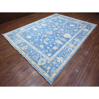 Oushak And Peshawar Wool Hand Knotted Rug Blue 9.0x12.2 -O088836