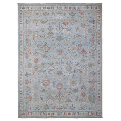 Oushak And Peshawar Wool Hand Knotted Rug Blue Blue 8.10X11.11 -O088837