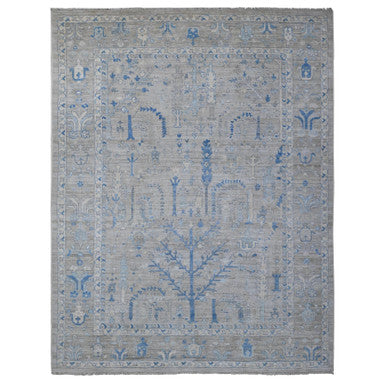Oushak And Peshawar Wool Hand Knotted Rug Grey Gray 9.1X11.7 -O088838