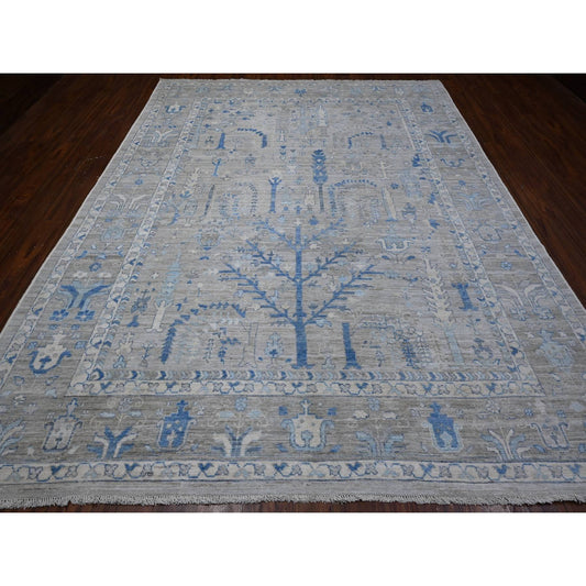 Oushak And Peshawar Wool Hand Knotted Rug Grey Gray 9.1X11.7 -O088838
