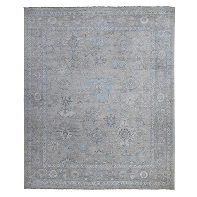 Oushak And Peshawar Wool Hand Knotted Rug Grey Gray 12.0X14.5 -O088839