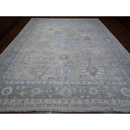 Oushak And Peshawar Wool Hand Knotted Rug Grey Gray 12.0X14.5 -O088839