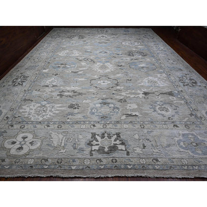 Oushak And Peshawar Wool Hand Knotted Rug Grey Gray 14.0X19.2 -O088840