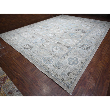 Oushak And Peshawar Wool Hand Knotted Rug Grey Gray 14.0X19.2 -O088840