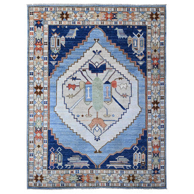 Oushak And Peshawar Wool Hand Knotted Rug Blue Blue 9.1X11.4 -O088841