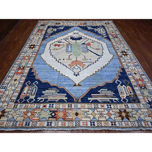 Oushak And Peshawar Wool Hand Knotted Rug Blue Blue 9.1X11.4 -O088841