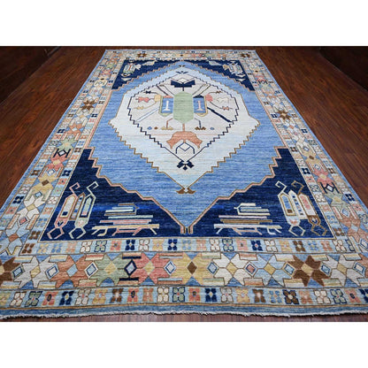 Oushak And Peshawar Wool Hand Knotted Rug Blue Blue 9.5X14.7 -O088843