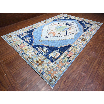 Oushak And Peshawar Wool Hand Knotted Rug Blue Blue 9.5X14.7 -O088843