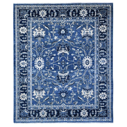 Oushak And Peshawar Wool Hand Knotted Rug Blue Yale Blue 8.1X9.8 -O088846
