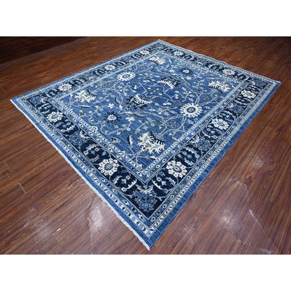 Oushak And Peshawar Wool Hand Knotted Rug Blue Yale Blue 8.1X9.8 -O088846