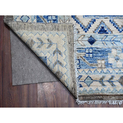 Oushak And Peshawar Wool Hand Knotted Rug Grey Blue 9.11X13.10 -O088854