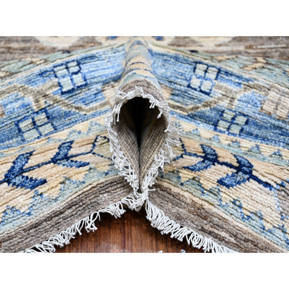 Oushak And Peshawar Wool Hand Knotted Rug Grey Blue 9.11X13.10 -O088854