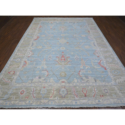 Oushak And Peshawar Wool Hand Knotted Rug Blue Green 8.11X11.7 -O088856