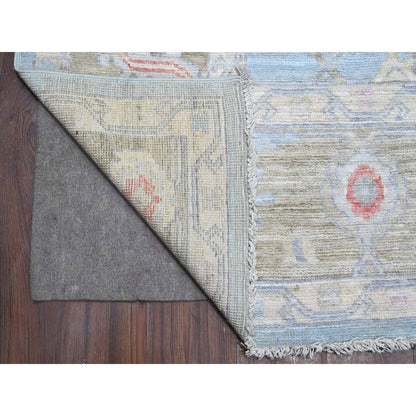 Oushak And Peshawar Wool Hand Knotted Rug Blue Green 8.11X11.7 -O088856