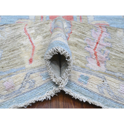 Oushak And Peshawar Wool Hand Knotted Rug Blue Green 8.11X11.7 -O088856