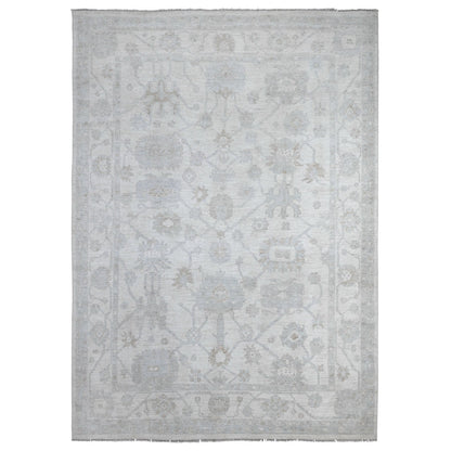 Oushak And Peshawar Wool Hand Knotted Rug Ivory Ivory 9.0X12.8 -O088857
