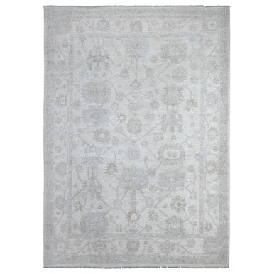 Oushak And Peshawar Wool Hand Knotted Rug Ivory Ivory 9.0X12.8 -O088857