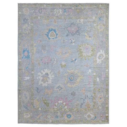 Oushak And Peshawar Wool Hand Knotted Rug Blue Blue 8.9X11.8 -O088862