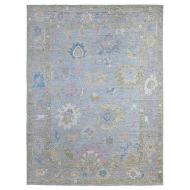 Oushak And Peshawar Wool Hand Knotted Rug Blue Blue 8.9X11.8 -O088862