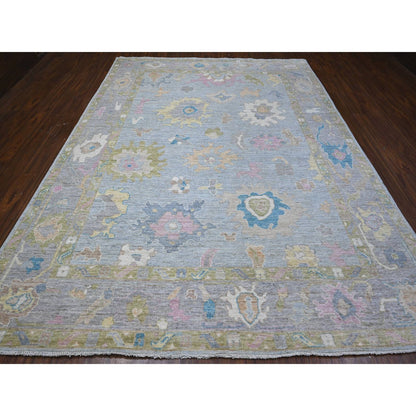 Oushak And Peshawar Wool Hand Knotted Rug Blue Blue 8.9X11.8 -O088862