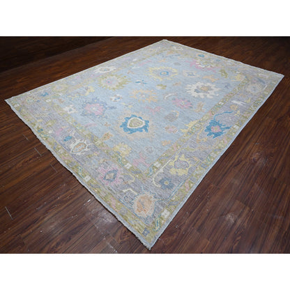 Oushak And Peshawar Wool Hand Knotted Rug Blue Blue 8.9X11.8 -O088862