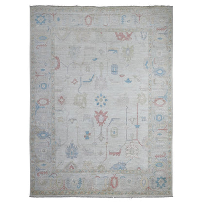 Oushak And Peshawar Wool Hand Knotted Rug Grey Gray 8.9X11.11 -O088863